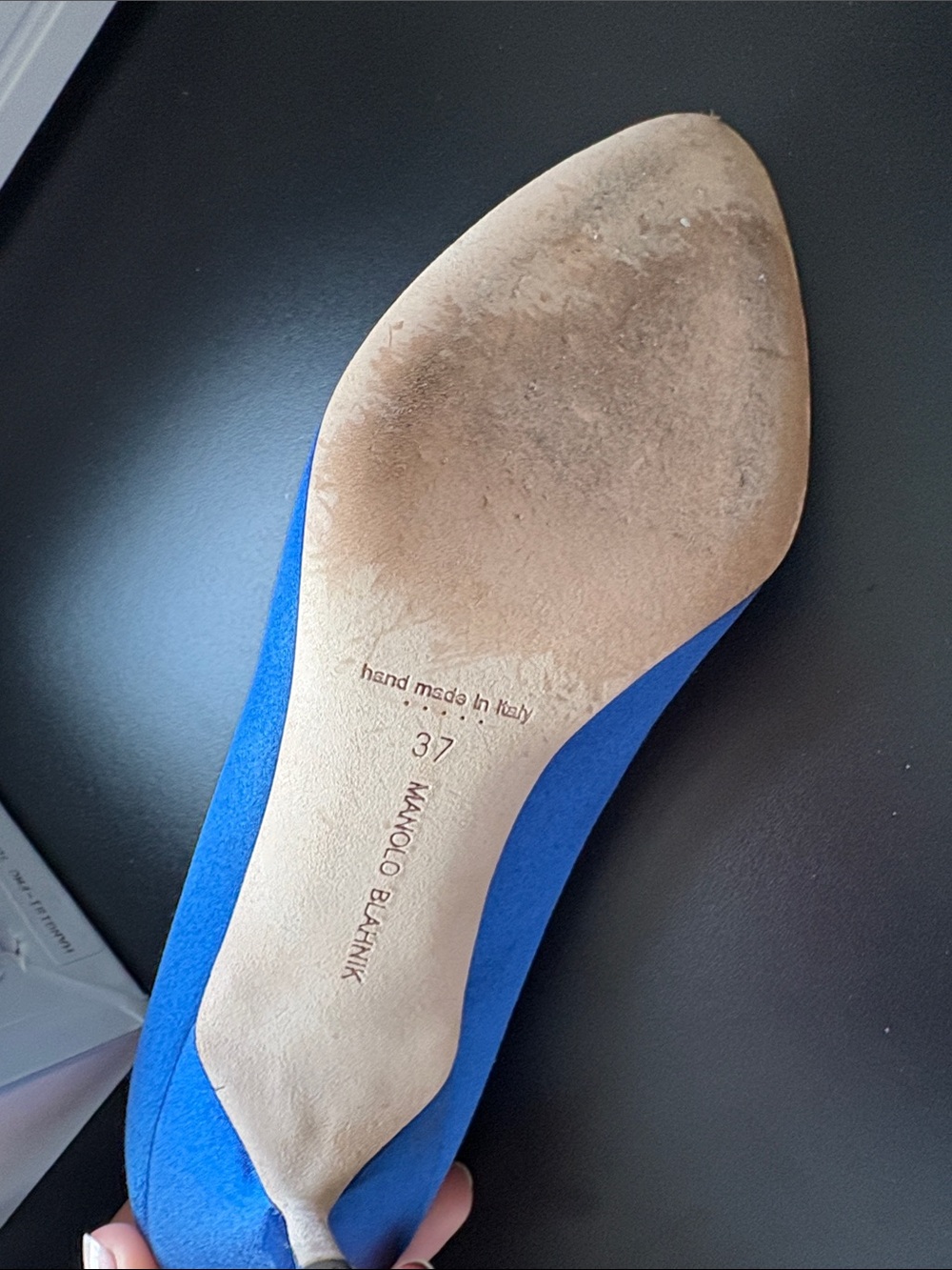 Manolo Blahnik Royal Blue Satin Crystal Buckle heels barely worn - Picture 5 of 7
